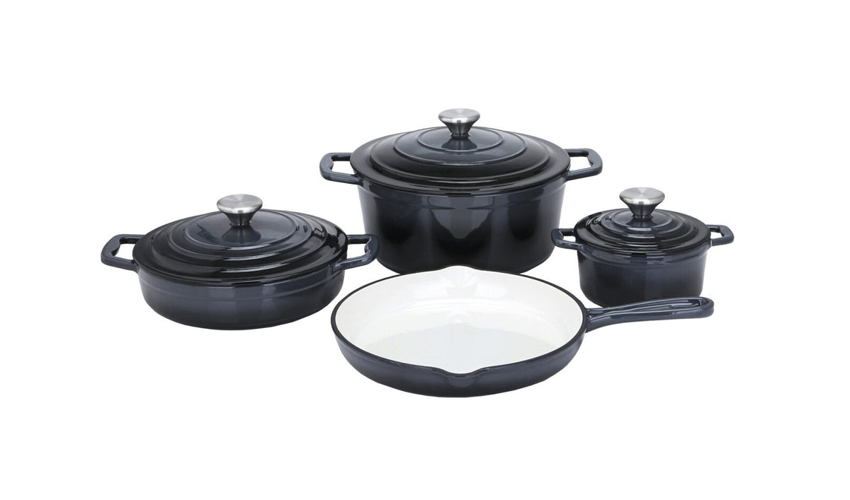 Set vase fonta emailata, 7 piese, gri - imagine produs