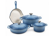 Set vase fonta emailata, 7 piese, albastru