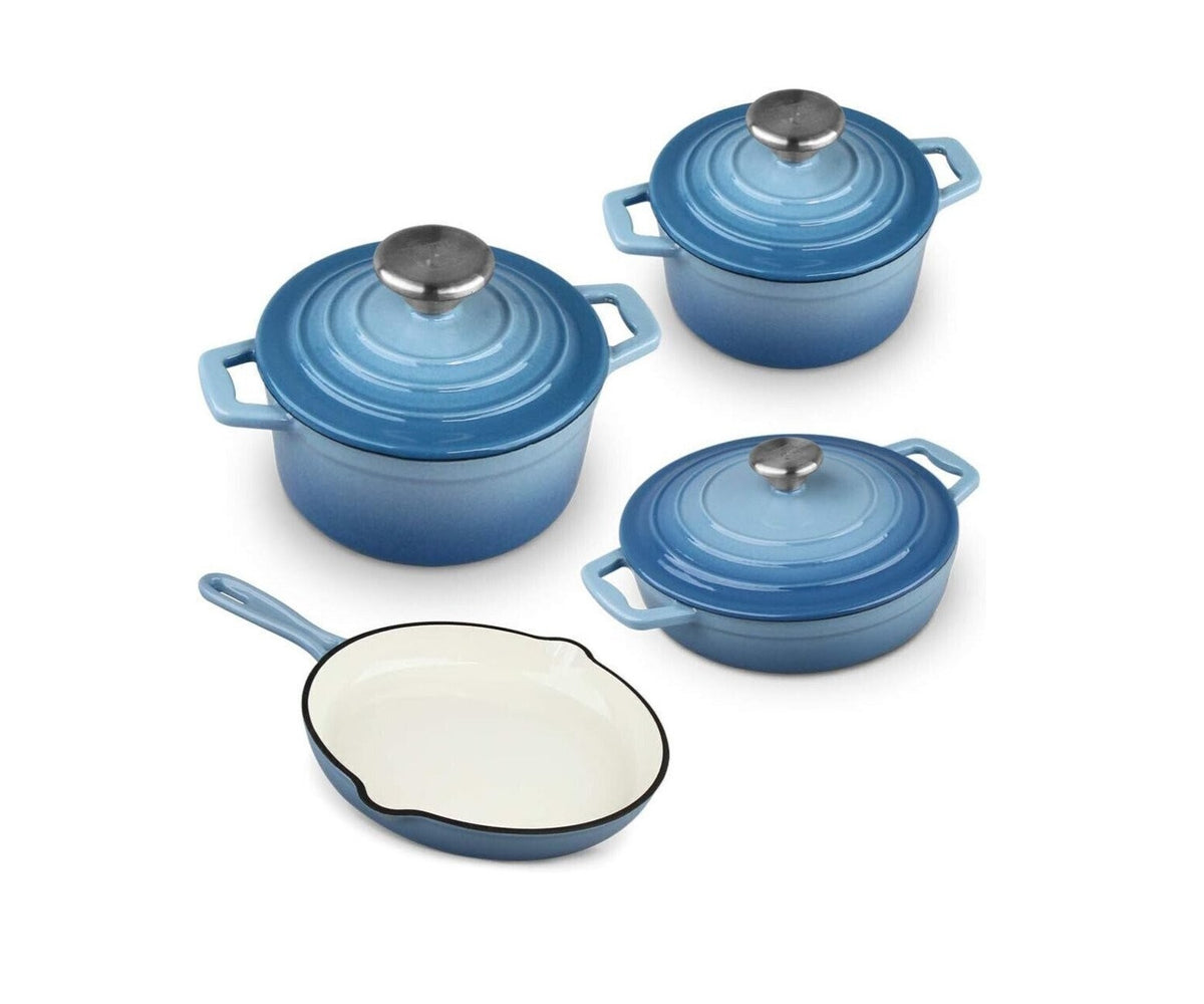Set vase fonta emailata, 7 piese, albastru - imagine produs