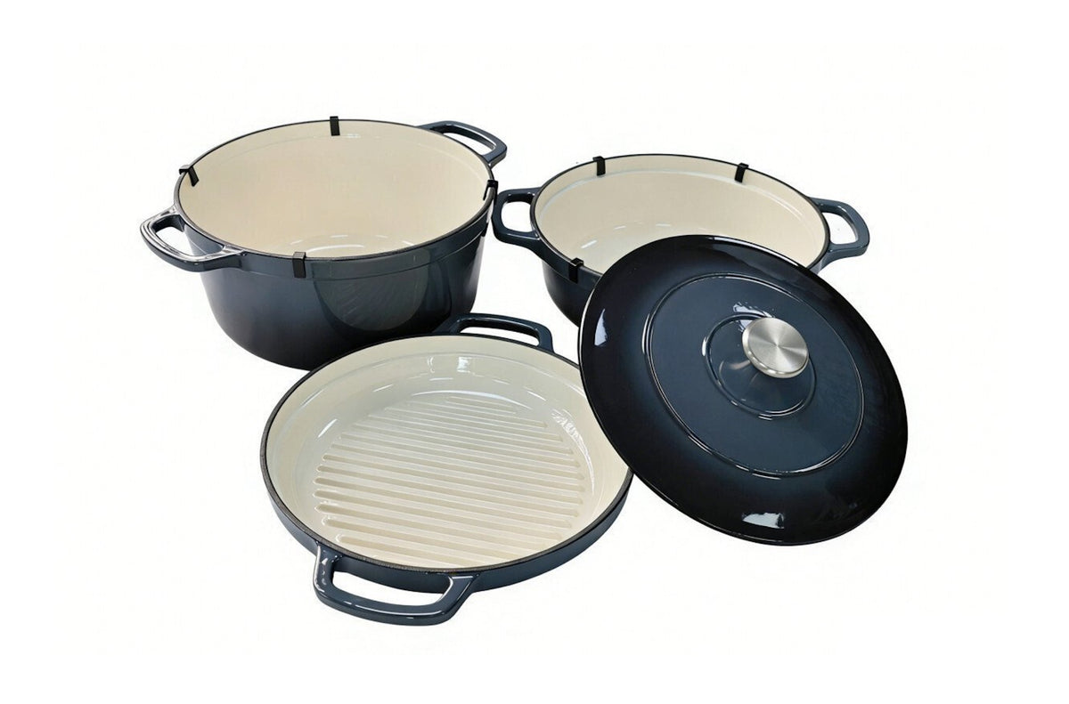 Set vase fonta emailata 4 buc, gri