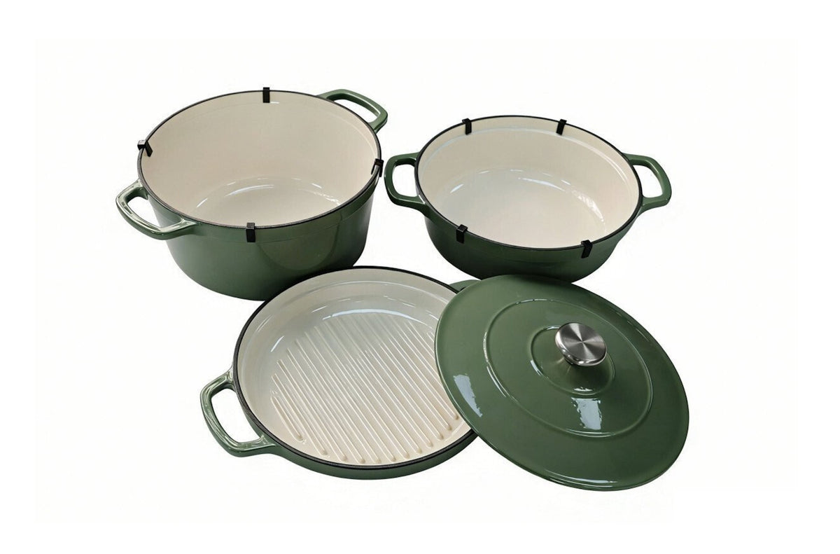 Set vase fonta emailata 4 buc, verde