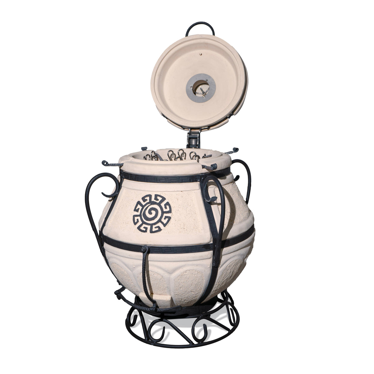 Tandoor "Aladin Mini" cu capac rapatabil-rotativ, complect cu suport pt tandoor