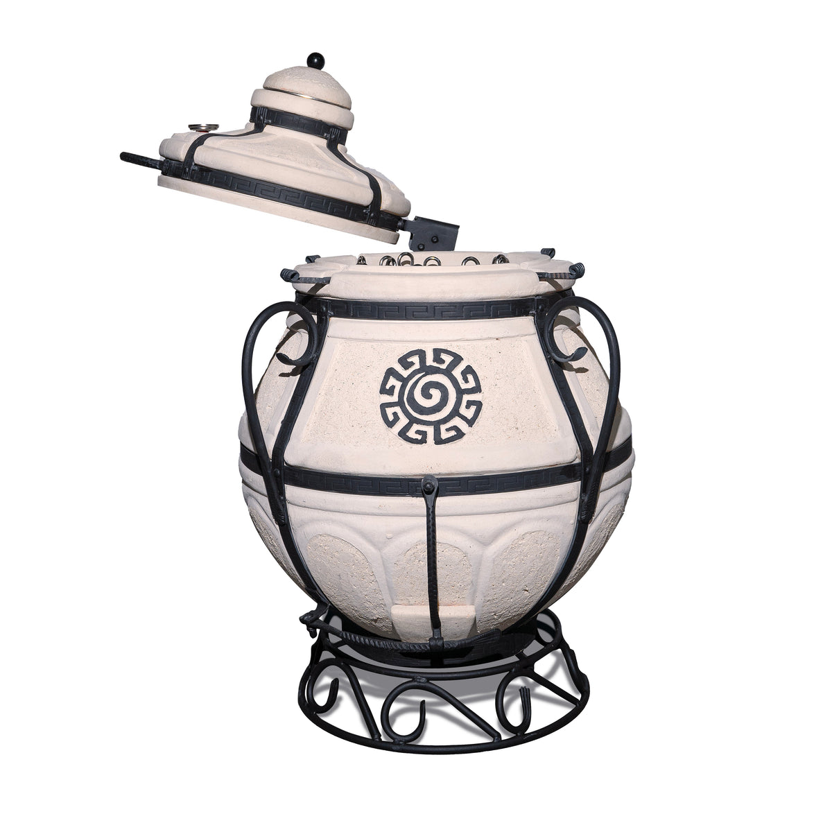 Tandoor "Aladin Mini" cu capac rapatabil-rotativ, complect cu suport pt tandoor