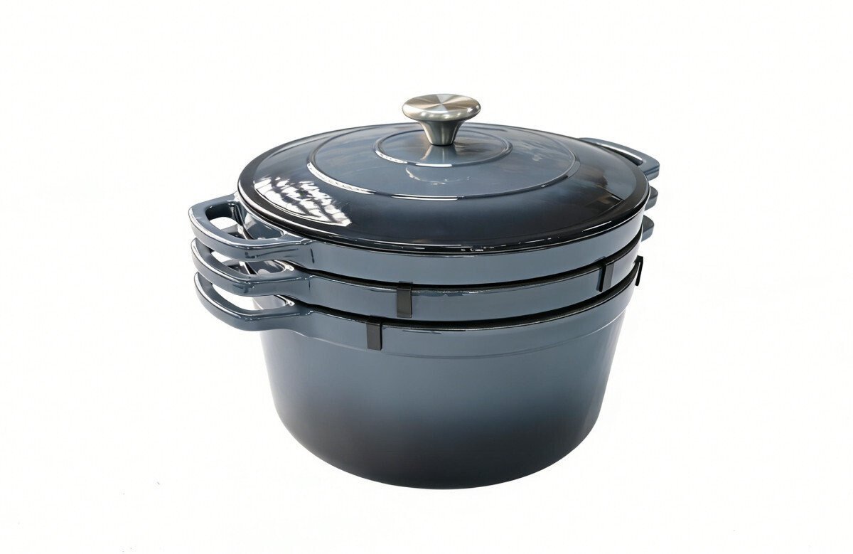 Set vase fonta emailata 4 buc, gri - imagine produs