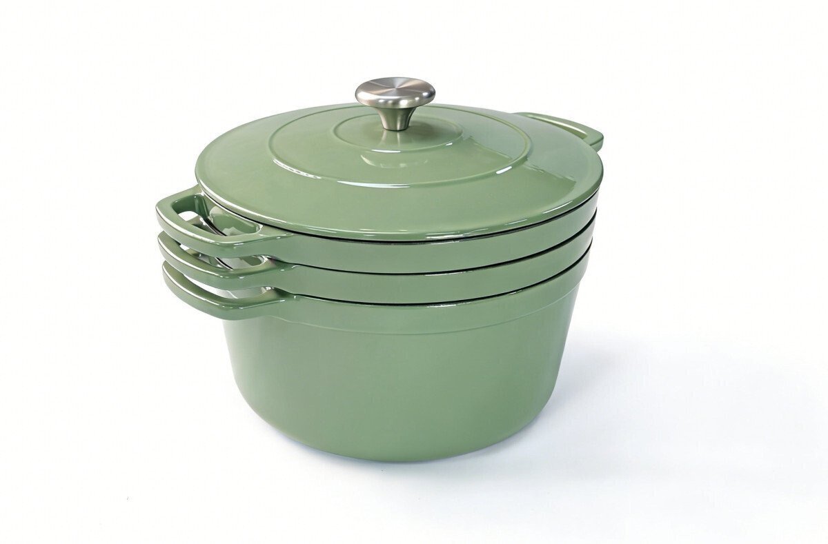 Set vase fonta emailata 4 buc, verde - imagine produs