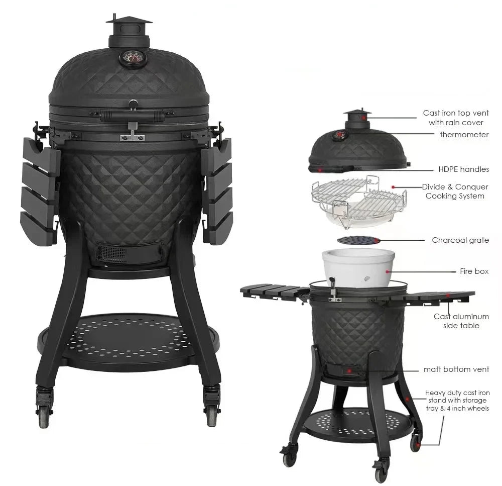 Gratar ceramic pe carbuni Kamado Premium Ultra 22