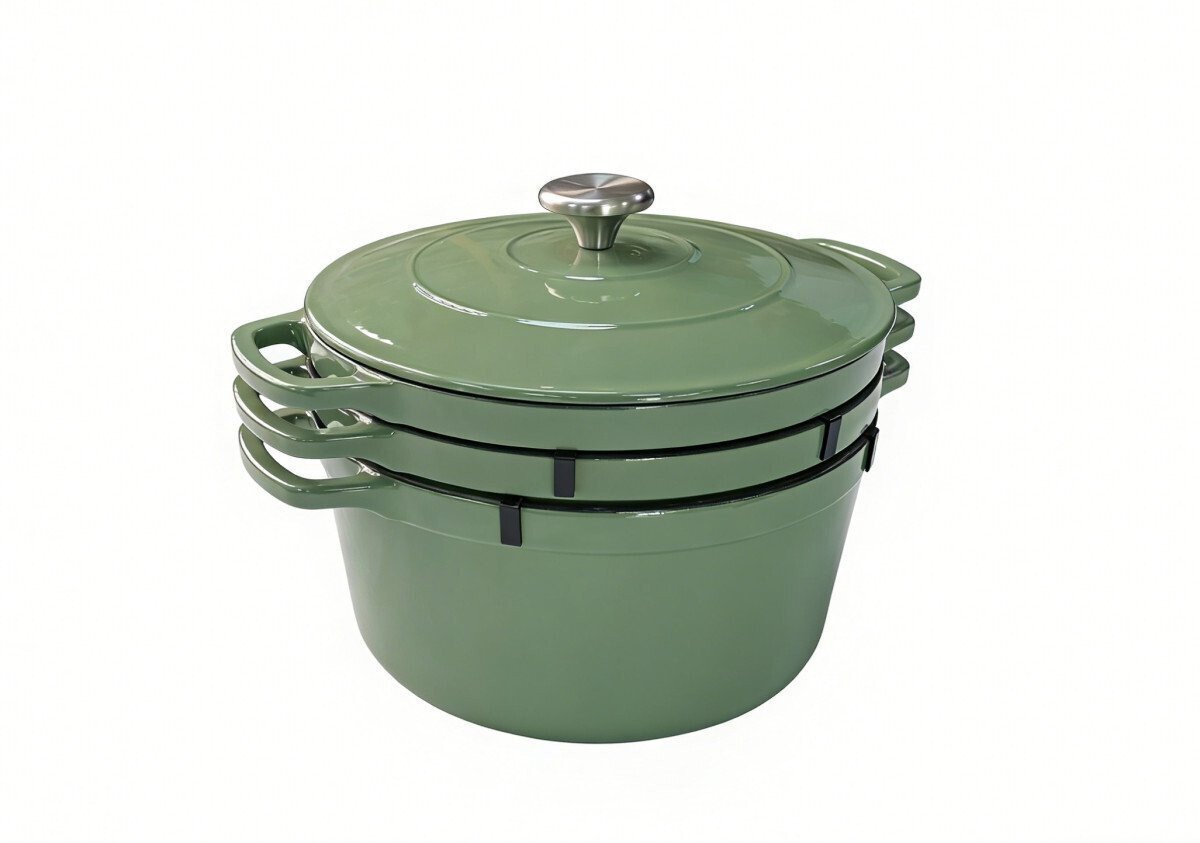 Set vase fonta emailata 4 buc, verde - imagine produs