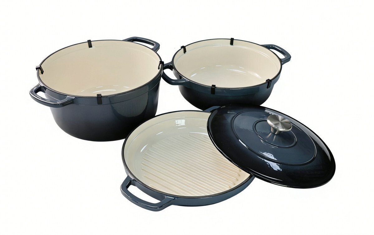 Set vase fonta emailata 4 buc, gri - imagine produs