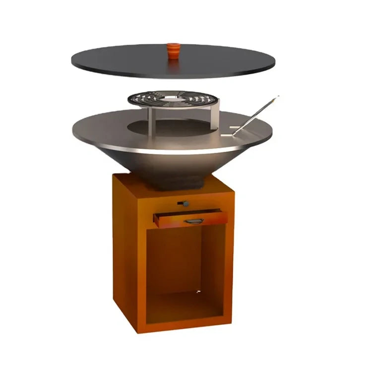 Gratar pe lemne D1000*H1000mm, greutatea 105kg, rustic
