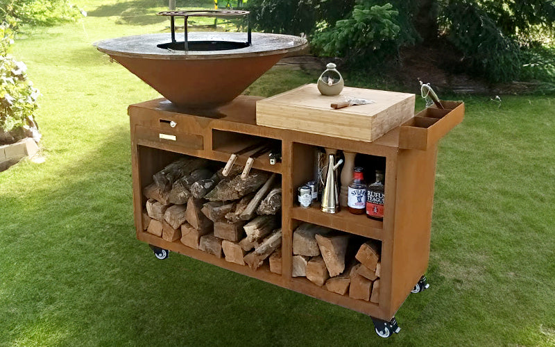 Gratar pe lemne  L1300*D1000*H1000mm, greutatea 152kg, rustic