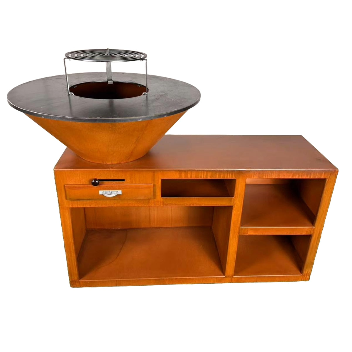 Gratar pe lemne  L1300*D1000*H1000mm, greutatea 152kg, rustic