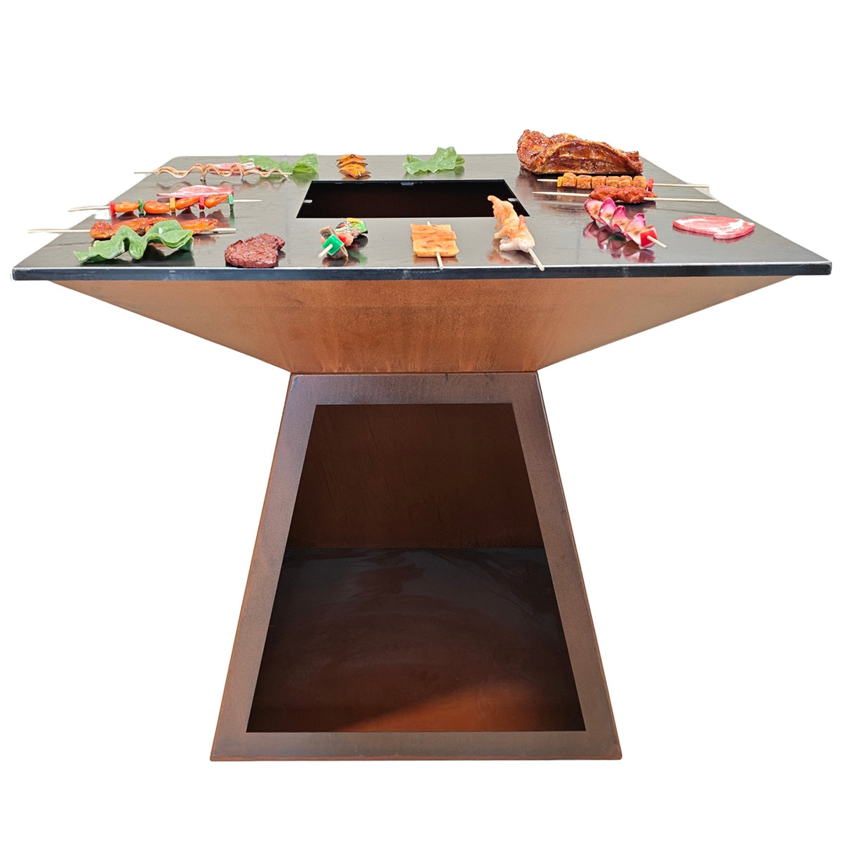 Gratar pe lemne L1000*W1000*H900mm, greutatea 125kg, rustic