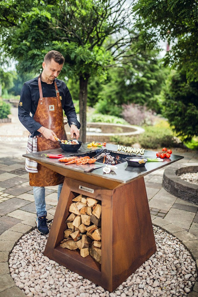 Gratar pe lemne L1000*W1000*H900mm, greutatea 125kg, rustic