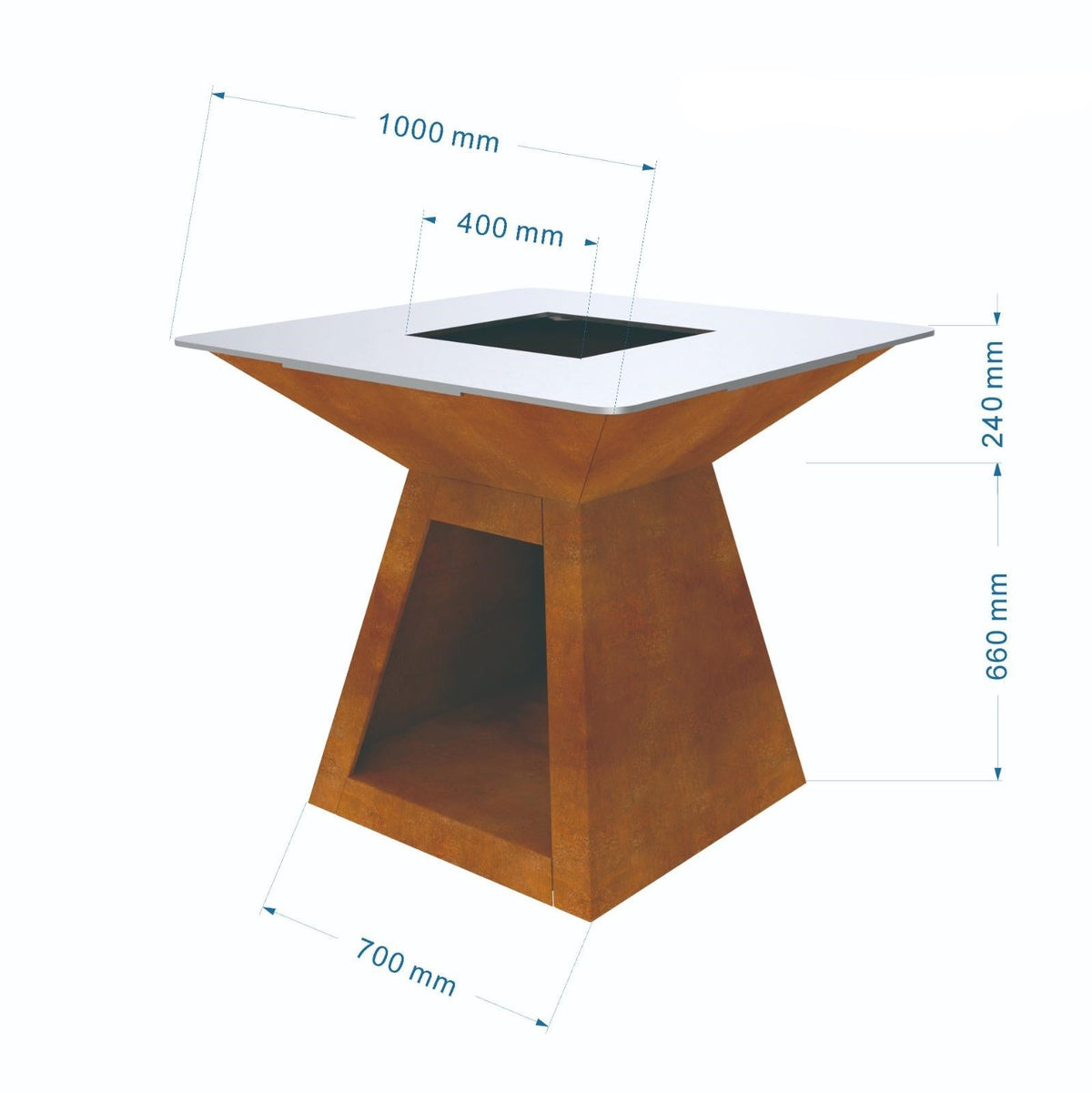Gratar pe lemne L1000*W1000*H900mm, greutatea 125kg, rustic