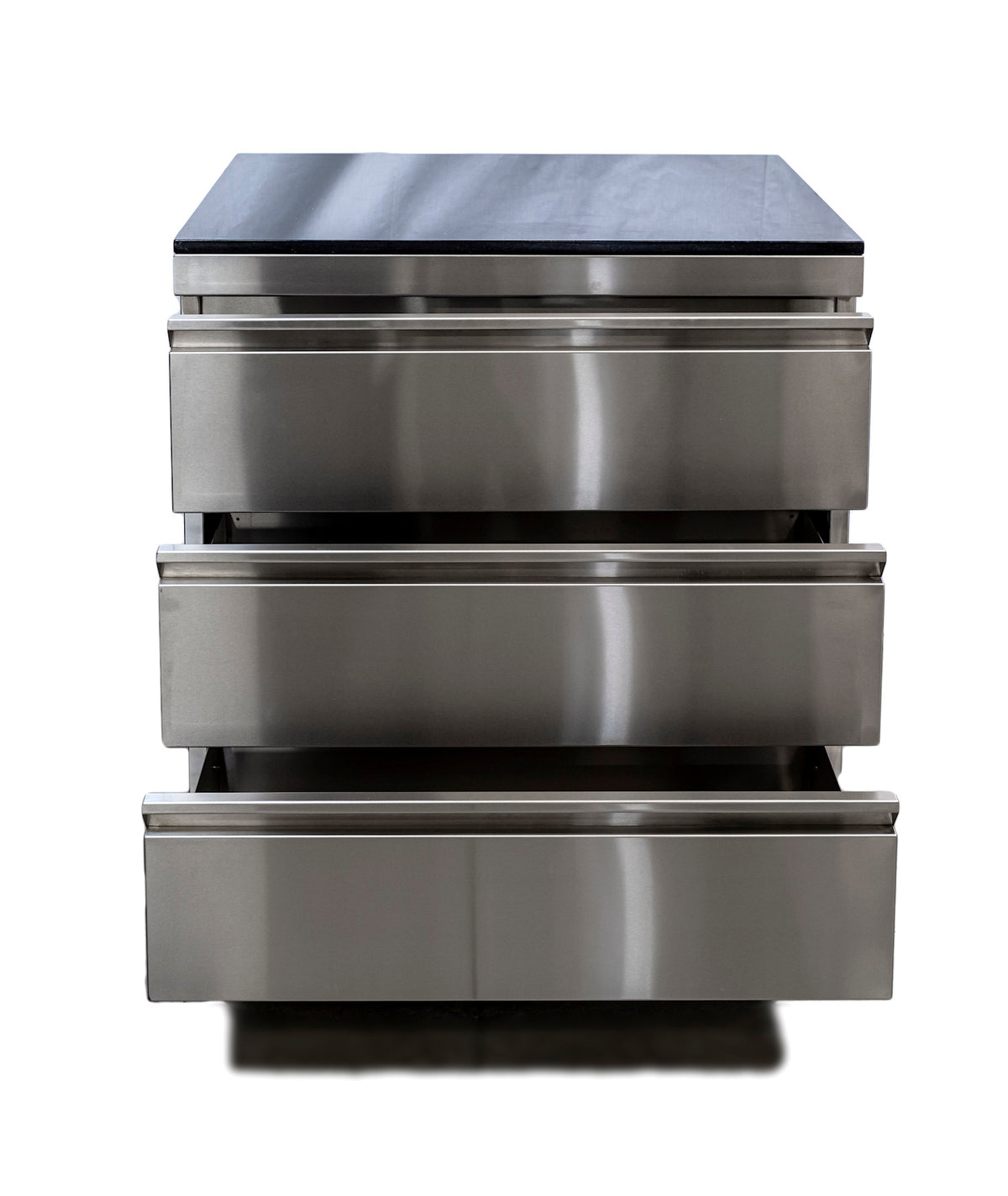 Bucatarie modulara de terasa cu gratar pe gaz, dulap cu trei sertare si dulap cu frigider si chiuveta