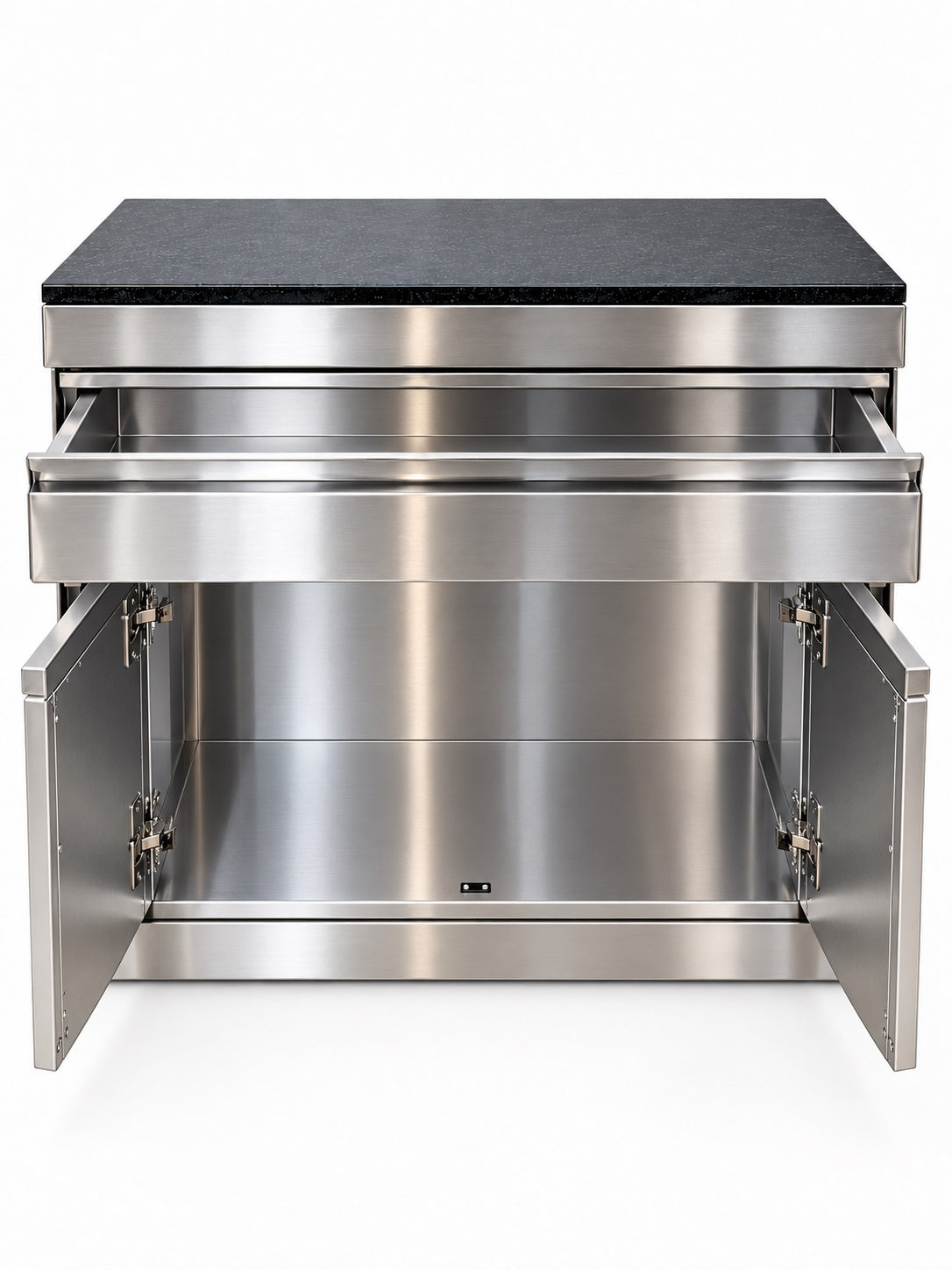 Modul bucătărie de exterior din inox cu 2 uși, sertar și blat din Quartz
