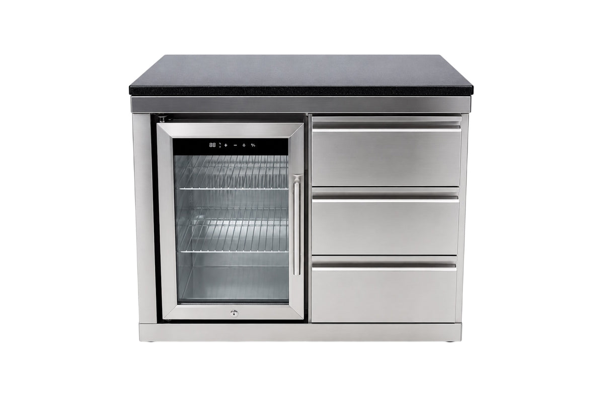 Bucatarie modulara de terasa din inox cu blat de Quart