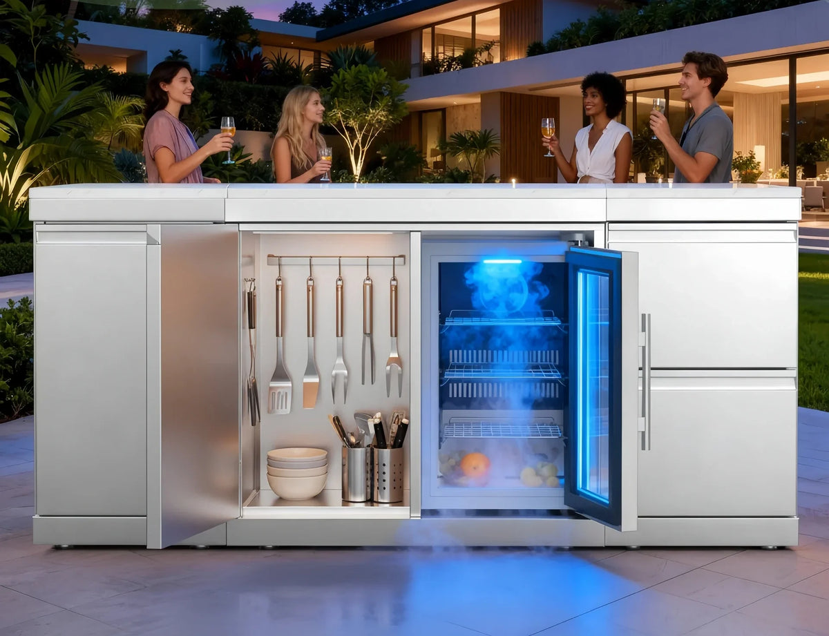 Dulap cu o usa din otel inoxidabil cu frigider incorporabil
