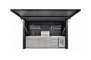 Outdoor Kitchen Box 340 – structură modulară din aluminiu pentru bucătărie de exterior cu acoperiș rabatabil 3.34 x 2.41 x 0.96 m