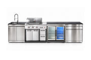 Bucătărie modulară Char-Broil Ultimate 3200 cu chiuvetă pe stânga, 2 frigidere și modul cu 2 uși și sertar