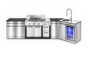 Bucătărie modulară Char-Broil Ultimate 3200 cu chiuvetă, frigider, modul cu 2 uși și sertar, 2 coșuri glisante și colț 45°