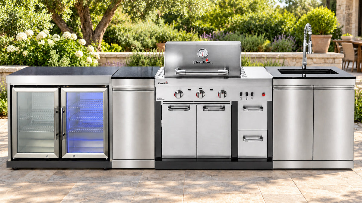 Bucătărie modulară Char-Broil Ultimate 3200 cu 2 frigidere, chiuvetă și 2 coșuri glisante