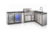 Bucătărie modulară Char-Broil Ultimate 3200 cu 2 frigidere, chiuvetă, 2 coșuri glisante și colț 90°