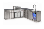 Bucătărie modulară Char-Broil Ultimate 3200 cu chiuvetă, frigider, 3 sertare, modul cu 2 uși și sertar și colț 90°