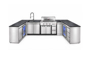 Bucătărie modulară Char-Broil Ultimate 3200 în formă de U cu 2 frigidere, chiuvetă, 3 sertare și 2 coșuri glisante