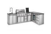 Bucătărie modulară Char-Broil Ultimate 3200 cu Steak Zone, chiuvetă, frigider, 3 sertare și colț 90°