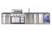 Bucătărie modulară Char-Broil Ultimate 3200 cu frigider, chiuvetă pe dreapta, 2 coșuri glisante și modul cu 2 uși și sertar