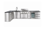 Bucătărie modulară Char-Broil Ultimate 3200 cu chiuvetă, frigider, 3 sertare, modul cu 2 uși și sertar și colț 90°