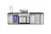 Bucătărie modulară Char-Broil Ultimate 3200 cu chiuvetă, frigider, compartiment pentru coș de gunoi, 3 sertare și 2 coșuri glisante