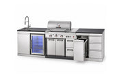 Bucătărie modulară Char-Broil Ultimate 3200 cu chiuvetă, frigider, compartiment pentru coș de gunoi și 3 sertare