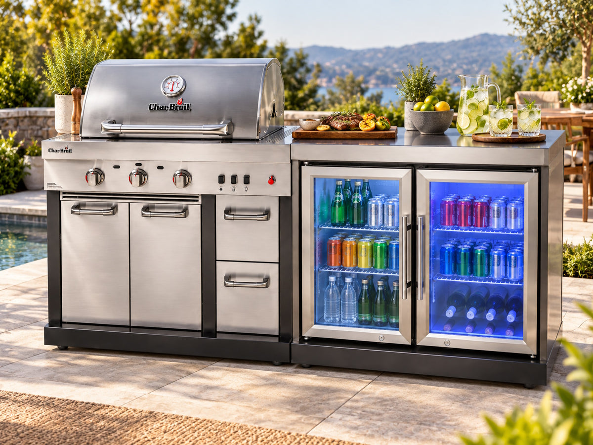 Bucătărie modulară de exterior Char-Broil Ultimate 3200 cu grătar TRU-Infrared și modul cu două frigidere incorporate