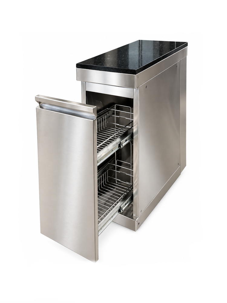 Bucătărie modulară Char-Broil Ultimate 3200 cu chiuvetă, frigider, 3 sertare și 2 coșuri glisante