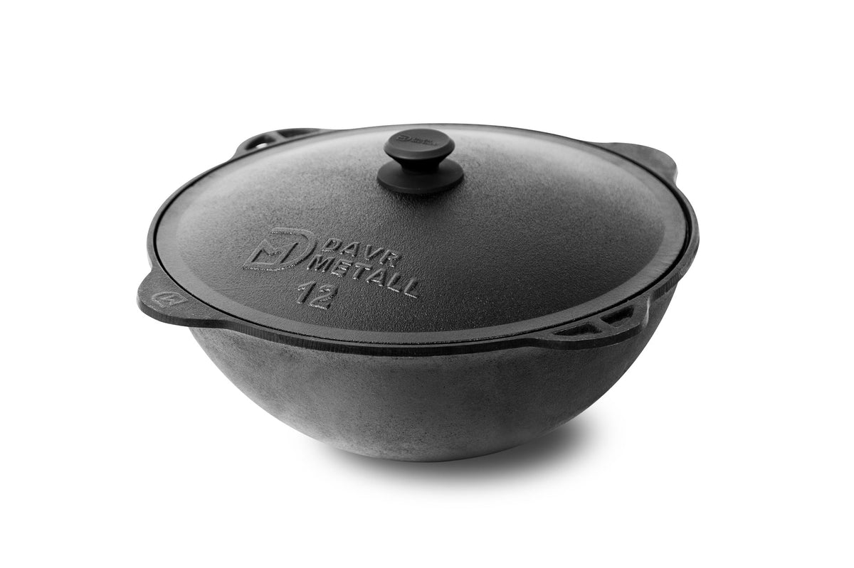 Ceaun din fontă 12L cu capac (fund plat)