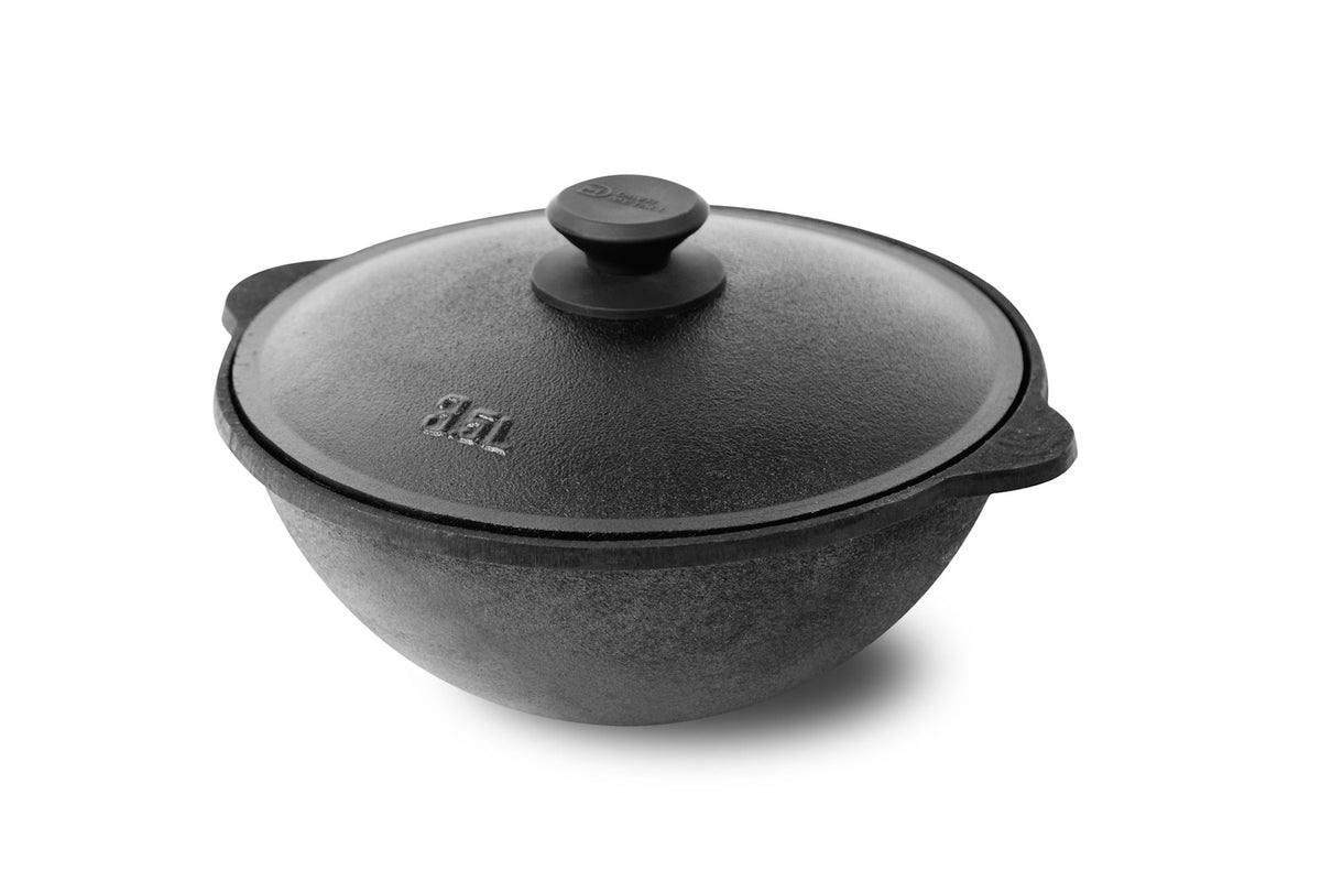 Ceaun din fontă 3,5L cu capac (fund plat)