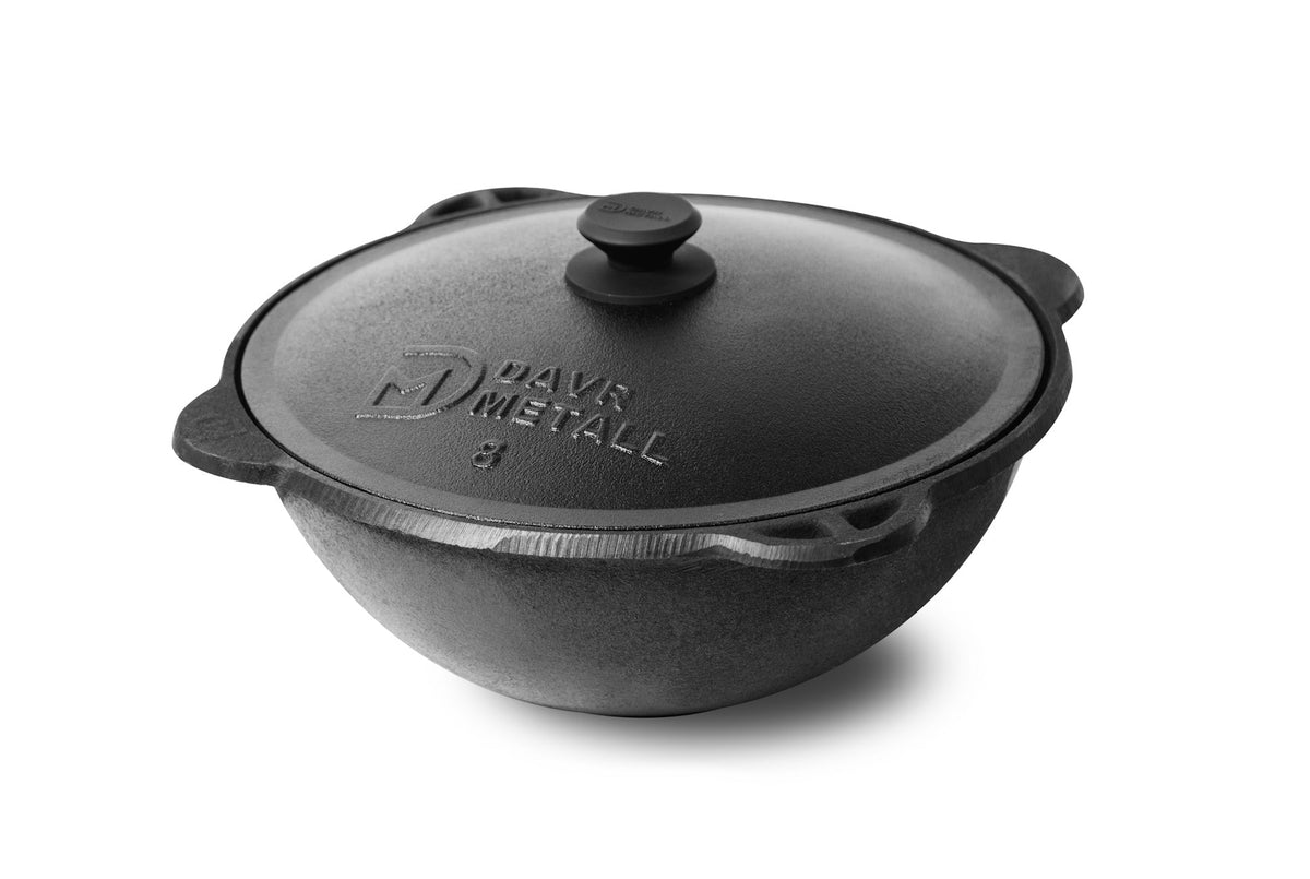 Ceaun din fontă 6L cu capac (fund plat)