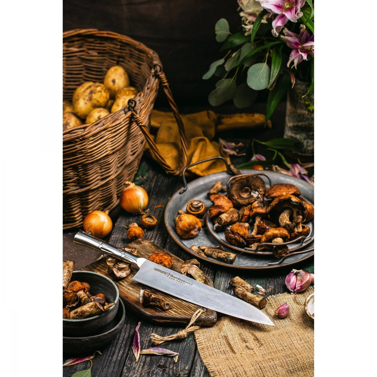 Cuțit Samura Bamboo Grand Chef 9.4"/240mm, AUS-8 HRC-58