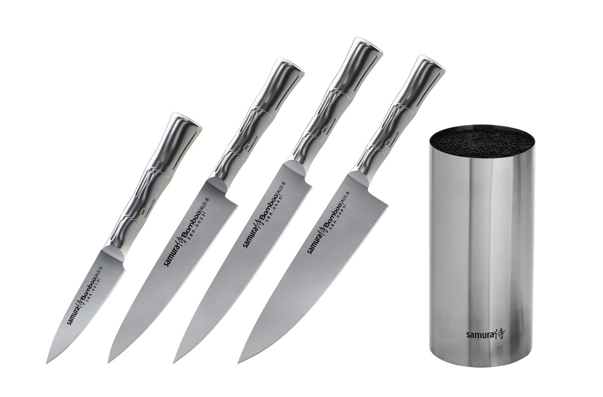 Set Samura Bamboo cuțit 4 buc. + suport  AUS-8 HRC-58
