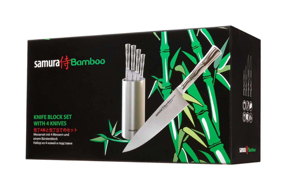 Set Samura Bamboo cuțit 4 buc. + suport  AUS-8 HRC-58