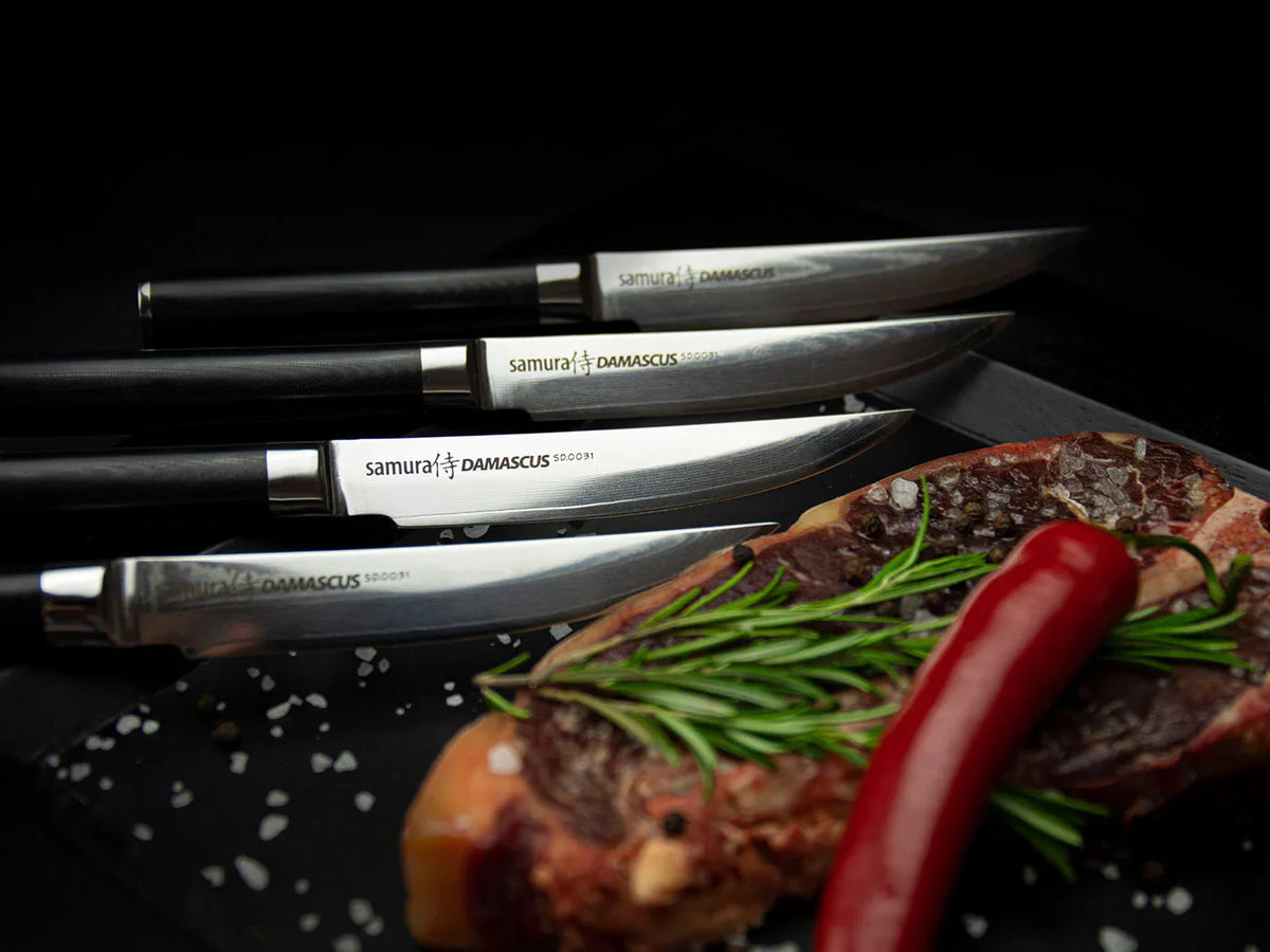 Set cuțite Samura Damascus p/u steak 4 buc. oțel Damasc VG-10 67 de straturi, HR