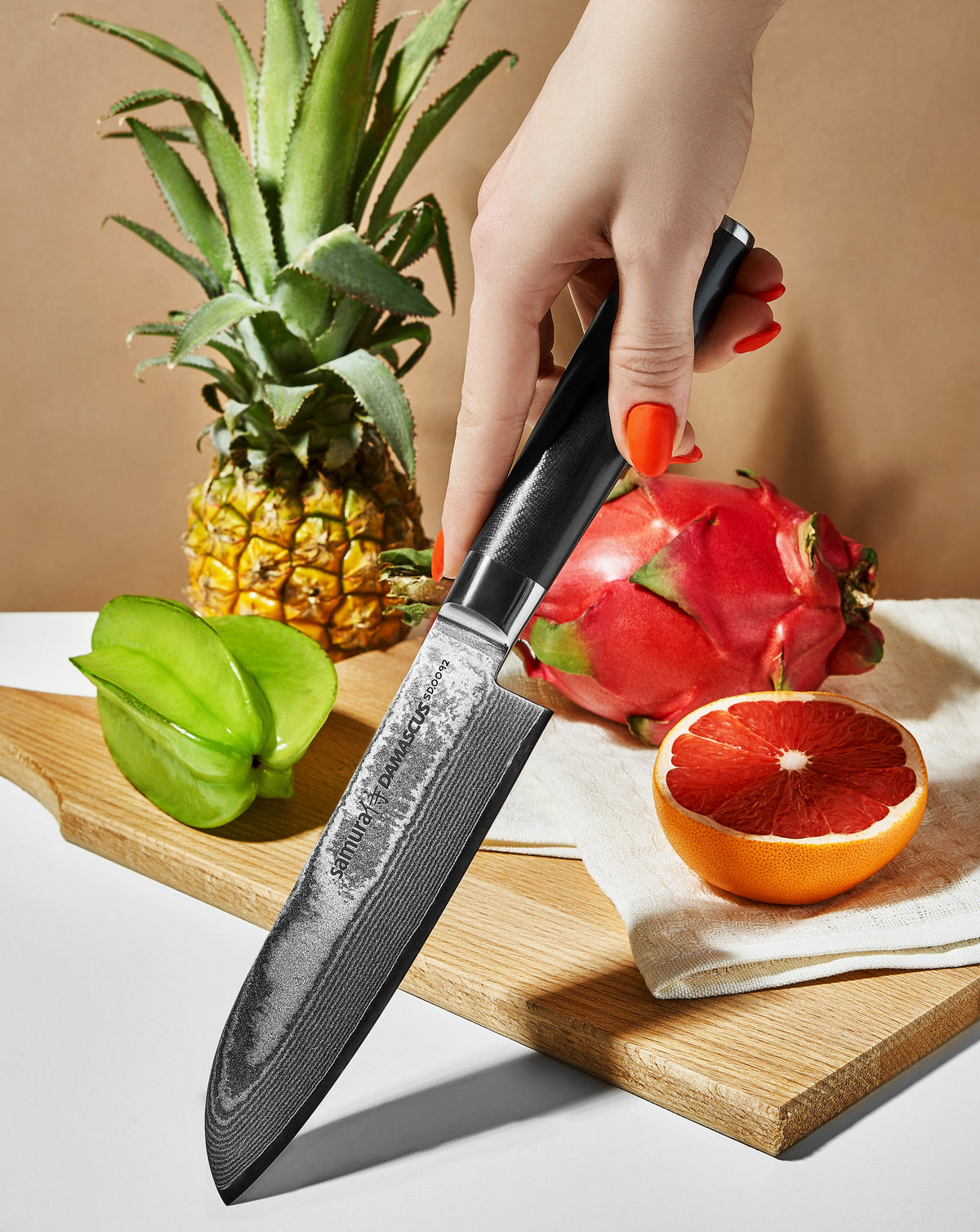 Cuțit Samura Damascus Santoku  5.7"/145mm, oțel Damasc VG-10 67 de straturi, HRC