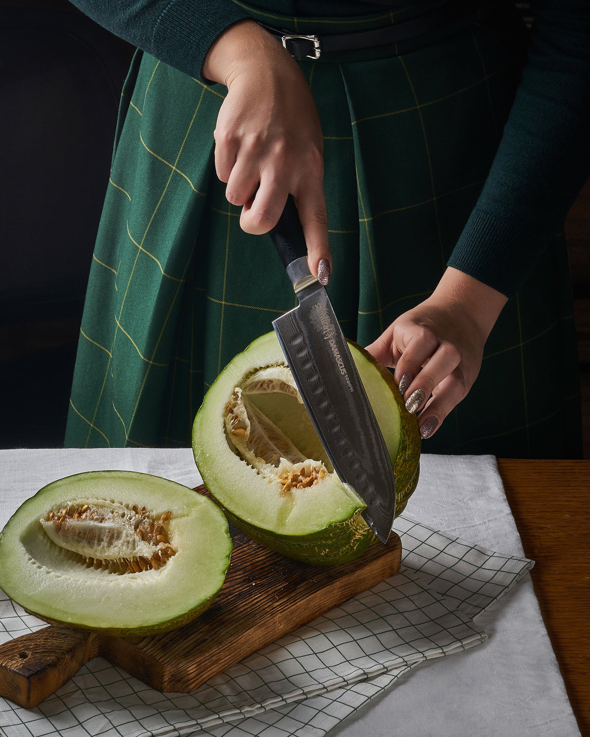 Cuțit universal Samura Damascus Santoku 180mm, oțel Damasc VG-10 67 de straturi,