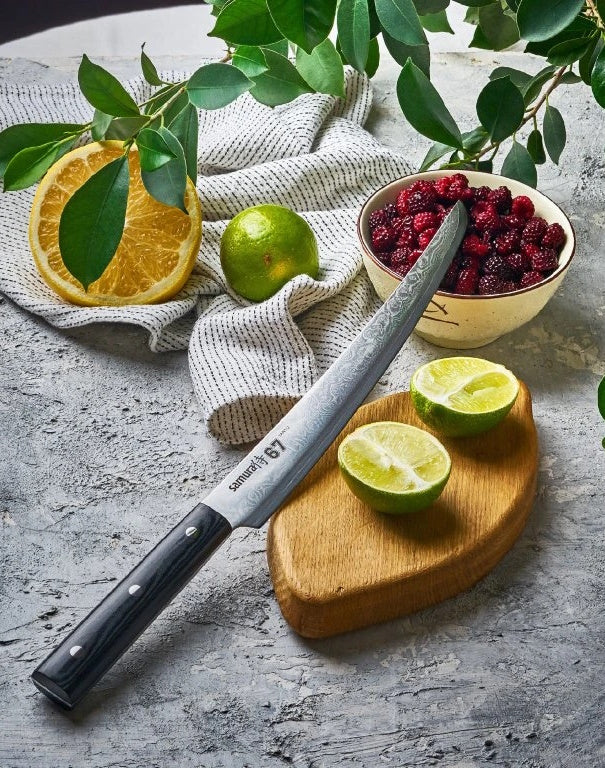 Samura cuțit Damascus pentru feliat 230mm/9 oțel Damasc 67 straturi HRC-61
