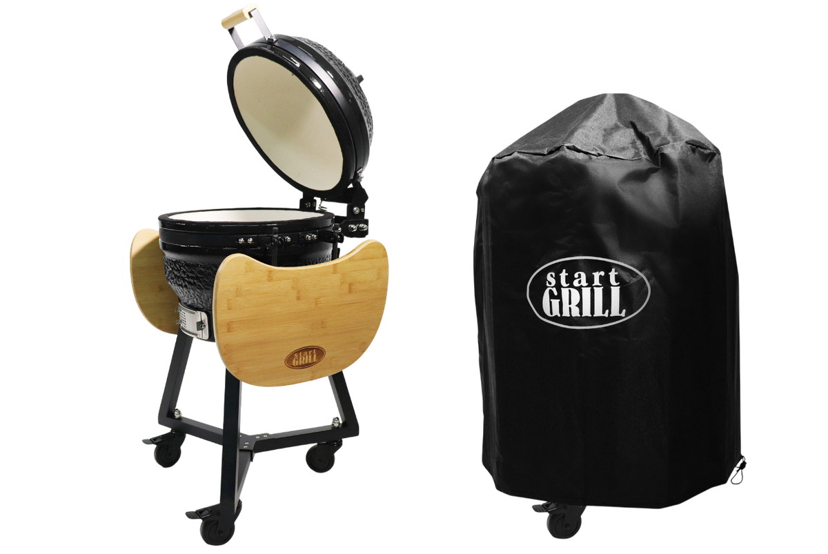 Gratar ceramic Kamado 39,8cm negru