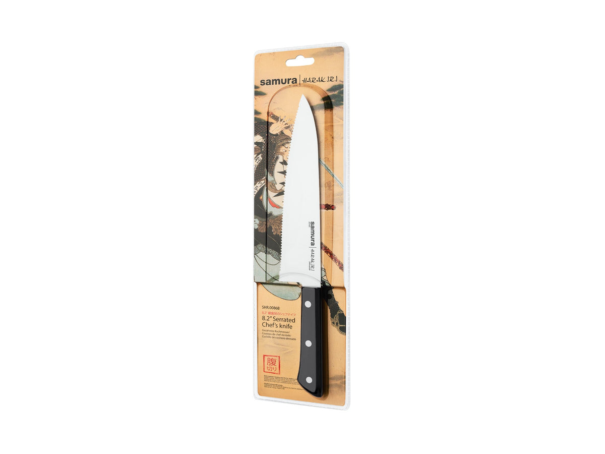 Cuțit Samura Harakiri Chef cu lama zimtat 208mm/8.2, AUS-8 HRC-59