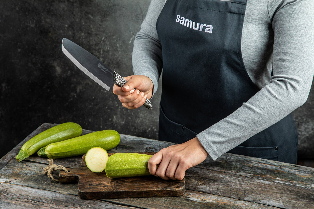 Cuțit Samura Inca Chef, lama zirconia ceramic negru 6.5"/165mm HRC-89