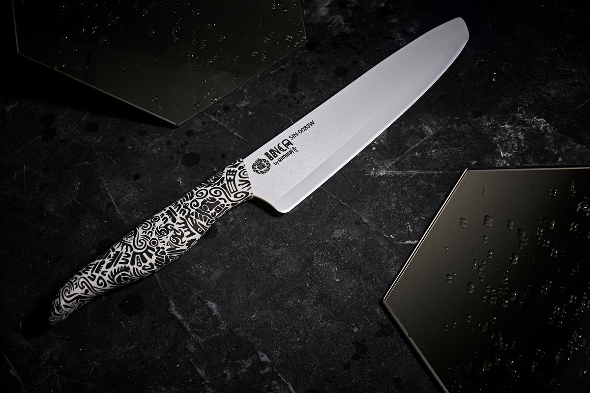 Cuțit Samura Inca Chef, lama zirconia ceramic alb 7.4"/187 mm HRC-87
